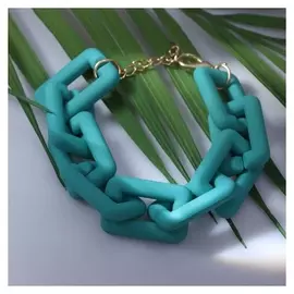 Браслет металл "Цепь" прямые углы, цвет изумрудный, 18 см