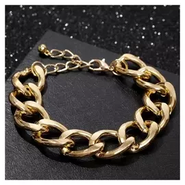 Браслет металл "Цепь" сити, цвет золото, 18см