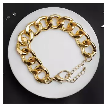 Браслет металл "Цепь" сити, цвет золото