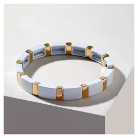 Браслет металл "Стойкость" прямоугольник, цвет бело-золотой, D=6,5 см