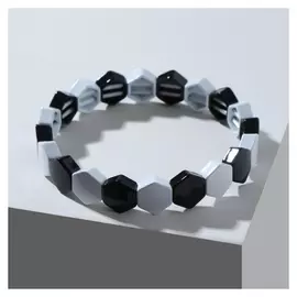 Браслет металл "Стойкость" шестиугольник, цвет чёрно-белый