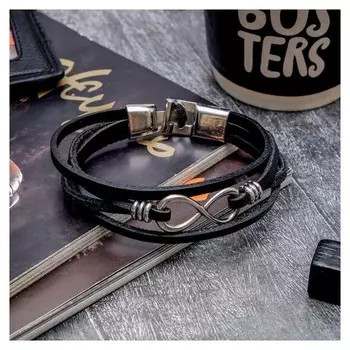 Браслет мужской "Гравитация" бесконечность, цвет чёрный