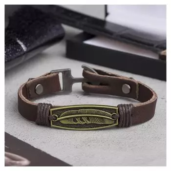 Браслет мужской "Крыло", цвет коричневый в чернёном золоте