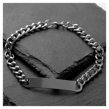 Браслет мужской "Пряжка" цепь мелкая, цвет серебро, 21см