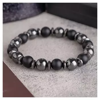 Браслет мужской "Шунгит гематитит" через диск