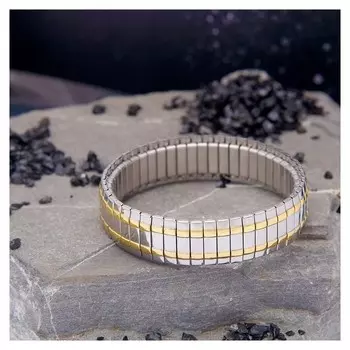 Браслет мужской "Стальной" прямоугольники широкие, цвет серебряно-золотой