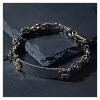 Браслет мужской "Стальной" пряжка, цвет золотисто-серебряный, 21см