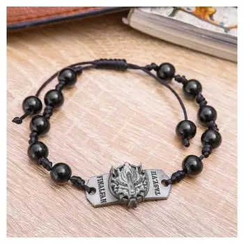 Браслет мужской "Воин" прямоугольник с тигром, цвет чёрный в чернёном серебре