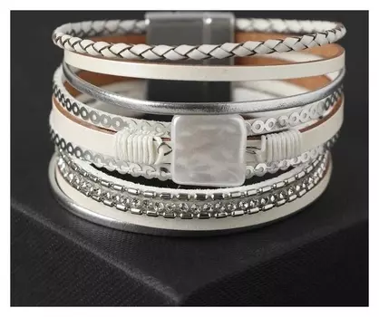 Браслет "На магните" вахиба, цвет белый в серебре, 19,5 см