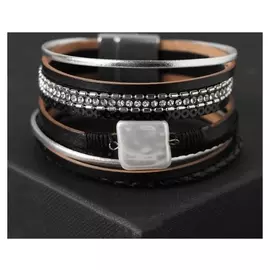 Браслет "На магните" вахиба, цвет чёрно-белый в серебре, 19,5 см