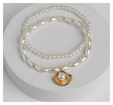 Браслет на ногу "Жемчужина на ракушке" цвет золото