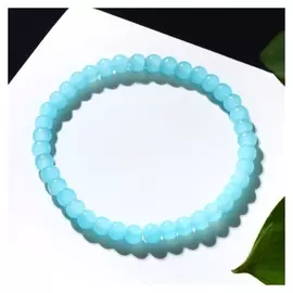 Браслет "Нить" бусина №4, цвет голубой, D=7