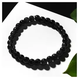 Браслет "Нить" бусина №6, цвет чёрный, D=7