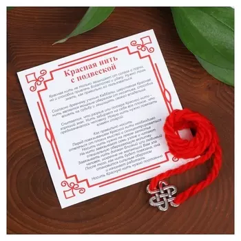 Браслет-оберег "Красная нить" на мудрость, бесконечный узел, цвет серебро