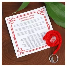 Браслет-оберег "Красная нить" защита высших сил, крылья, цвет серебро