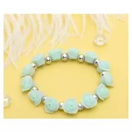 Браслет пластик "Цветы" розы, цвет мятно-золотой