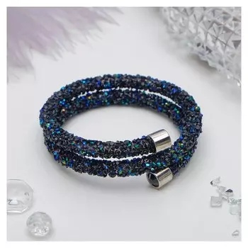 Браслет-пружинка "Шанталь" 2 ряда, цвет сапфировый