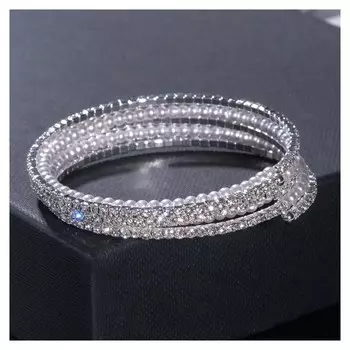 Браслет пружинка "Жемчуг" мелкий, D=5,5, цвет белый в серебре