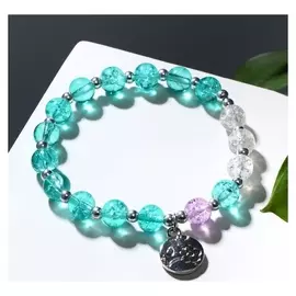 Браслет "Радость" монетка, цвет бело-зелёный, D=7