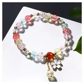 Браслет "Радость" ромашка, цветной в золоте, D=7