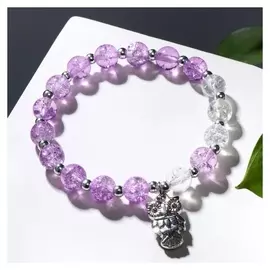 Браслет "Радость" сова, цвет бело-сиреневый, D=7