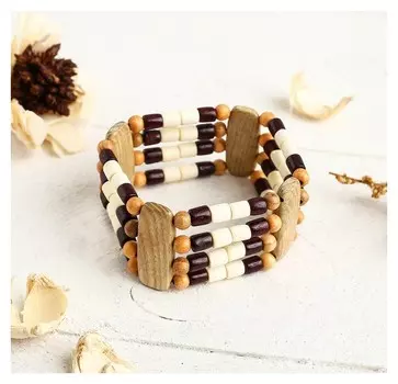 Браслет ручная работа, деревянный "Четырехрядка"