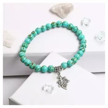 Браслет с подвеской шар №8 Бирюза зеленый