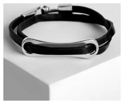 Браслет "Шаман" пластина, цвет серебро, 35,5см