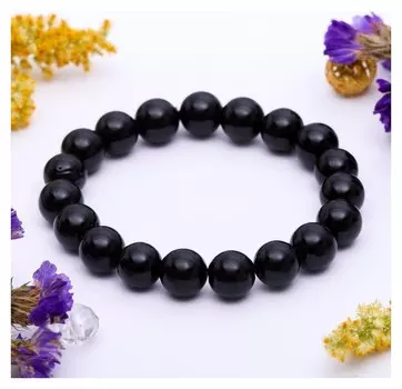 Браслет шар №10 "Агат чёрный"