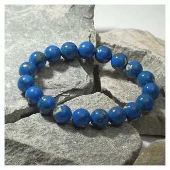 Браслет шар №10 "Варисцит", цвет синий