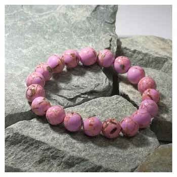 Браслет шар №10 "Варисцит", цвет сиреневый