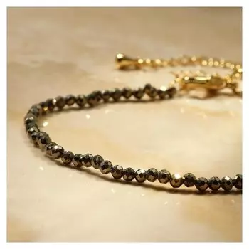 Браслет шар №2 гранёный "Пирит" моно ,18 см