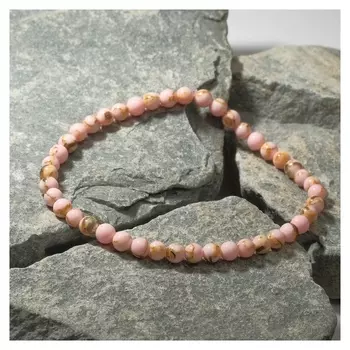 Браслет шар №4 "Варисцит", цвет светло-розовый