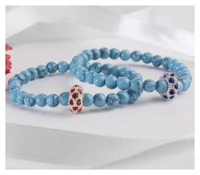 Браслет шар №6 "Бирюза новая" с шармиком