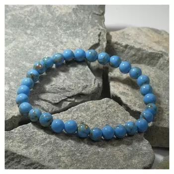 Браслет шар №6 "Варисцит", цвет голубой