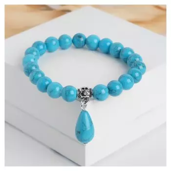 Браслет шар №8 "Бирюза" с подвеской
