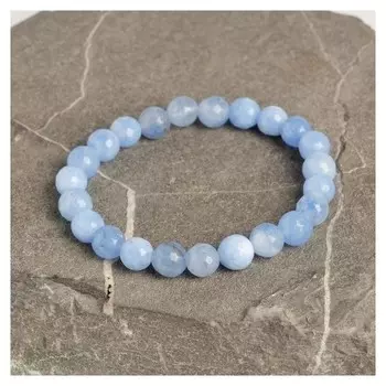 Браслет шар №8 гранёный "Агат" под аквамарин