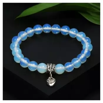 Браслет шар №8 с подвеской сердце "Лунный камень"