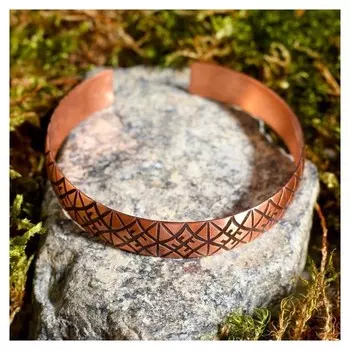 Браслет "Славянский", пластинчатый, узкий, медь