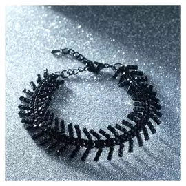 Браслет со стразами "Блеск" ветки, цвет чёрный, 18см