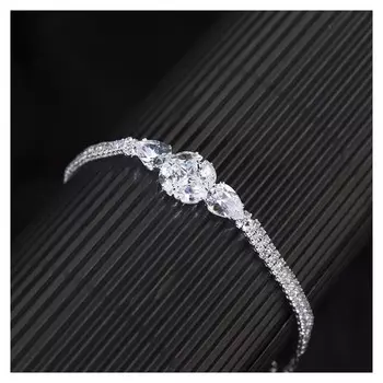 Браслет со стразами: "Циркон" изыск, круг, цвет белый в серебре