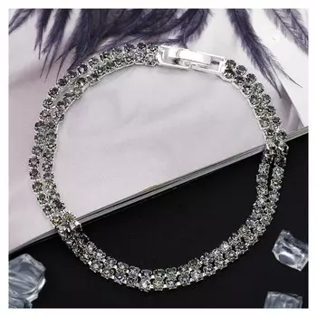 Браслет со стразами "Лёд" элегантность, 2 ряда