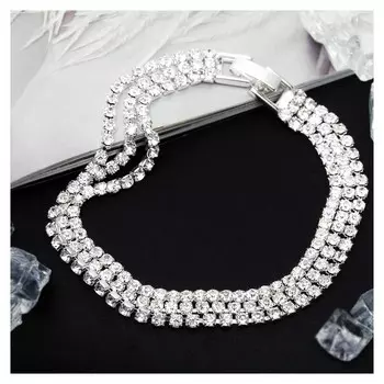 Браслет со стразами "Лёд" элегантность, 3 ряда