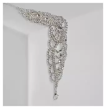 Браслет со стразами "Селебрити", цвет белый в серебре, 18см