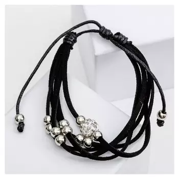 Браслет со стразами "Шамбала" 5 нитей, замша, цвет чёрный