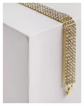 Браслет со стразами "Сияй" четыре ряда, цвет белый в золоте, 18см