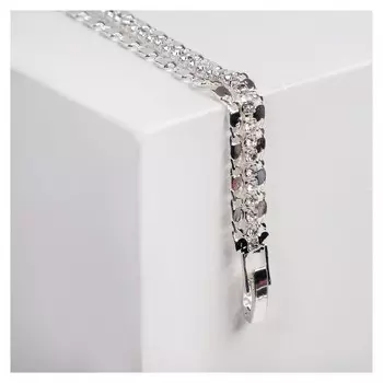 Браслет со стразами "Сияй" нить переплетением, цвет белый в серебре, 18см