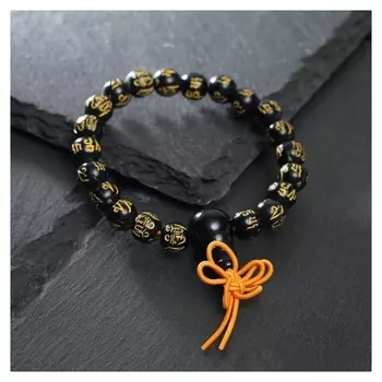 Браслет "Тибетский браслет с мантрой" 8мм, цвет чёрный