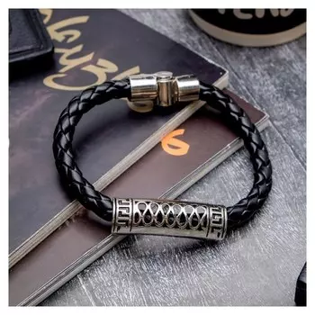 Браслет унисекс "Антураж" цвет чёрный в чернёном серебре