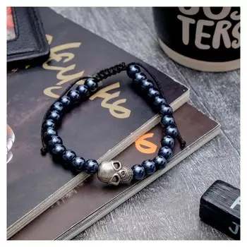 Браслет унисекс "Гематит" череп, цвет чёрный